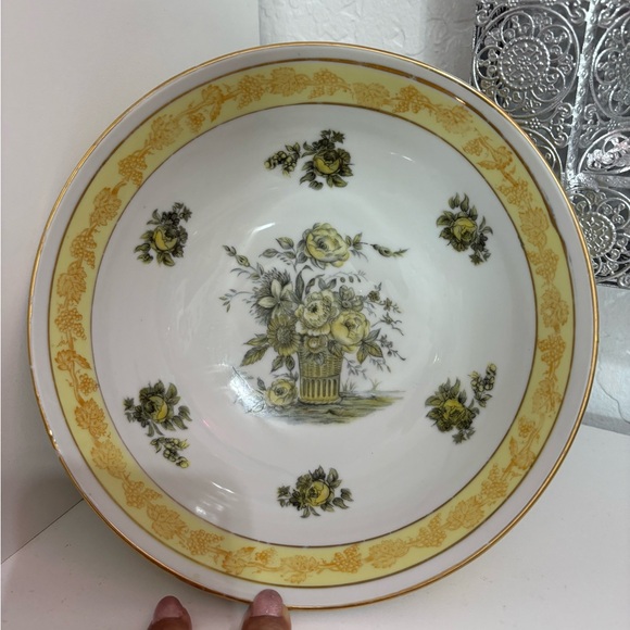 ESCO Japan Bowl YellowFloral Handpainted - Picture 1 of 8